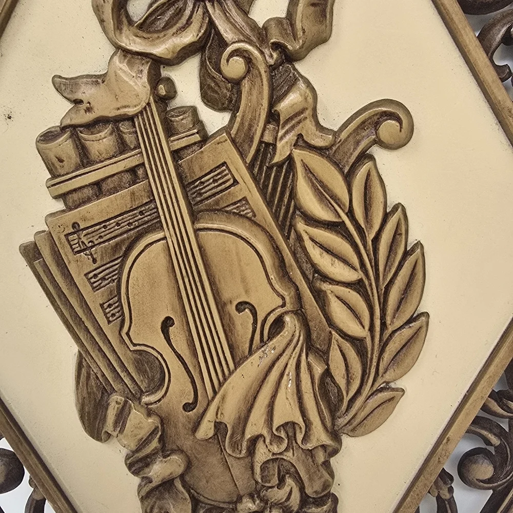 Vintage syroco hollywood regency‎ wall hanging plaques set of 2 diamond shape